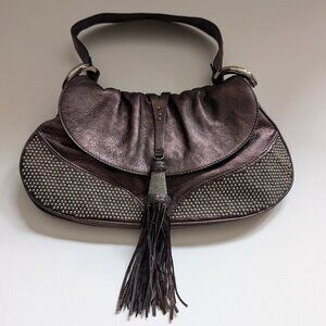 *RARE* Vintage Francesco Biasia Metallic Studded Leather Hobo Handbag Italy